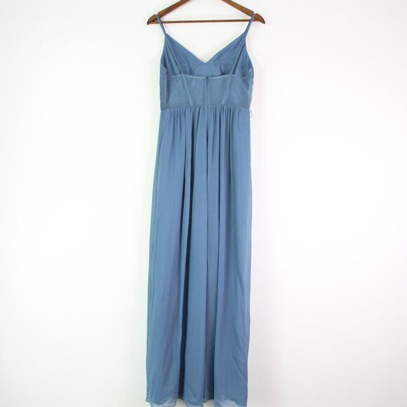 Vera Wang‎ White V-Neck Mesh Back Bridesmaid Dress in Steel Blue Size 4 - Picture 5 of 13